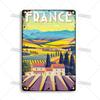 Vintage France Metal Sign  Funny Tin Travel Plaque for Home Bar Cafe Wall Decor  Rustic Metal Plate
