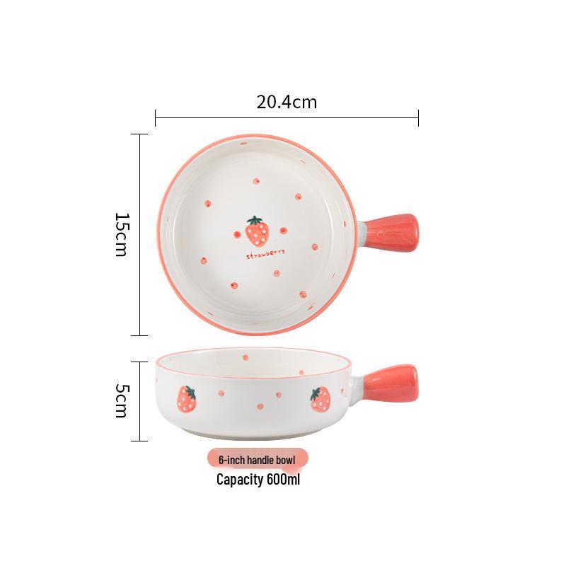 Strawberry Ceramic Bowl & Plate Set: Cute, Girly Dinnerware for Kids' Meals