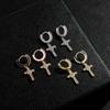 New Hip Hop Cross Huggie Earrings Set Zircon Designs Fashion Jewelry Women Men Gold Plated CZ Cross Pendant Hinged Hoop Earrings