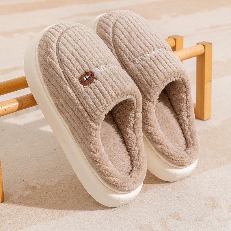 Cotton Slippers for Indoor, Home, and Outdoor Wear. Plush Warm, Thick Soled, Non Slip Cotton Shoes for Men, Floor Slippers
