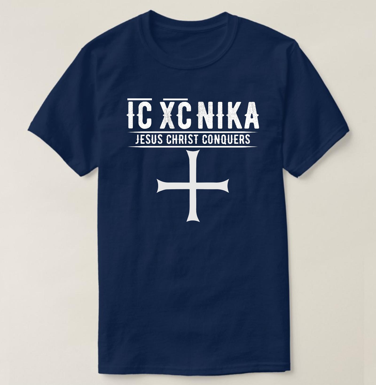 

IC XC NIKA Cross Orthodox Christian Jesus Christ Conqueror TShirt 100 Cotton ONeck Short Sleeve Summer Casual Mens Tshirt 4XL