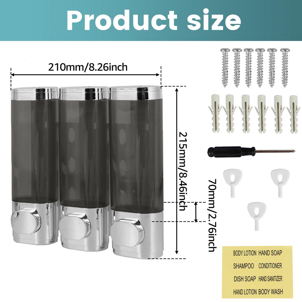 Refillable Bottles No Drill Shampoo and Conditioner Dispenser Transparent Liquid Soap Dispenser for Bathroom Hotel Accessories