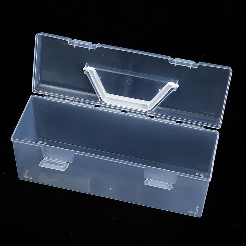 Clear Plastic Storage Box Transparent Desk Organizer Pen Holder with Handle for Home Office School Stationery Storage
