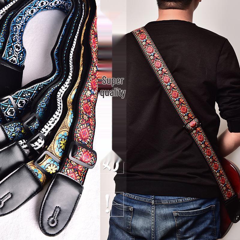 Premium Embroidered Guitar Strap for Acoustic and Electric Guitars