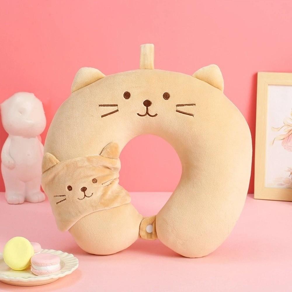 Soft Plush U-shaped Pillow Portable Neck Support Pillow Cute Travel Pillow Long Flight