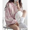 [Air Buy] tie dye pattern hoodie ladies Relaxing oversize pullover hooded Lazy Rakuchin gray 5S-A13-GYXL