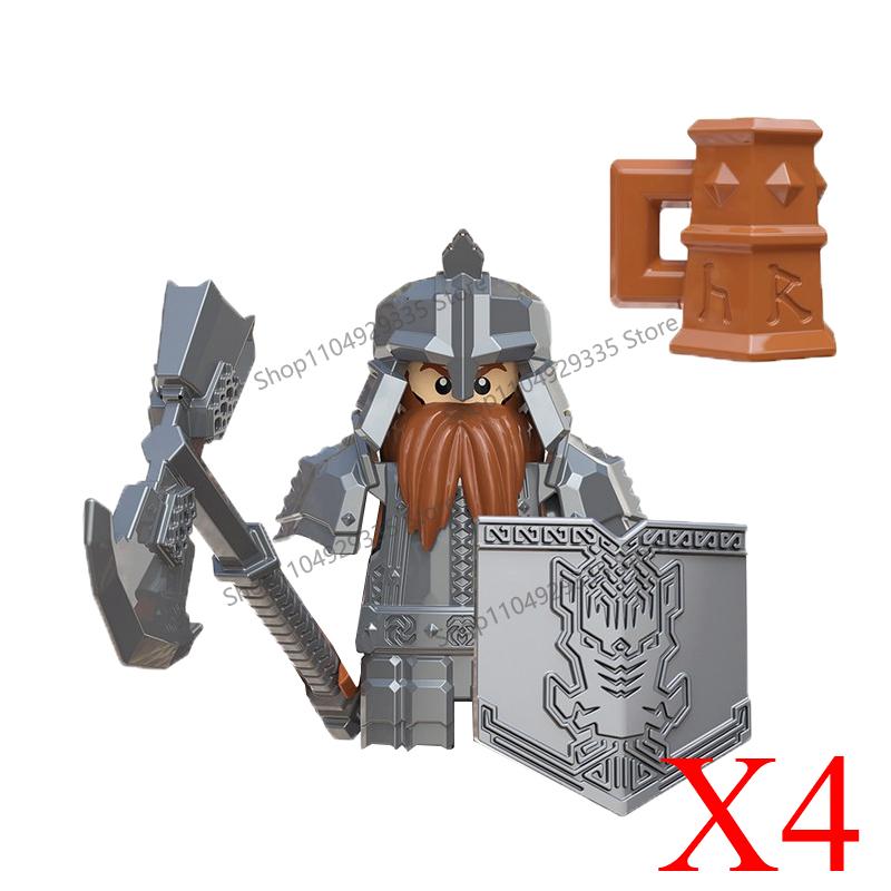 Medieval Knight Figures Building Blocks Elf Guard Dwarf Warrior Wild Boar Sheep Mount Fantasy Movie Character Soldier Bricks Toy