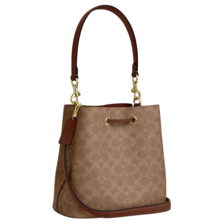 Coach Rowan 22 Logo Classic Faux Leather Bucket Bag Women handbags Brown CBH07-IMXHE