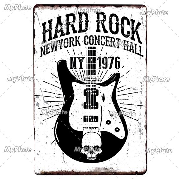 Hudba Gitar Vintage Plechová cedule Plechová cedule Rock Plaketa Domov Nástěnná dekorace Barová cedule Domácí Dekor Země Plakát Drop Shipping
