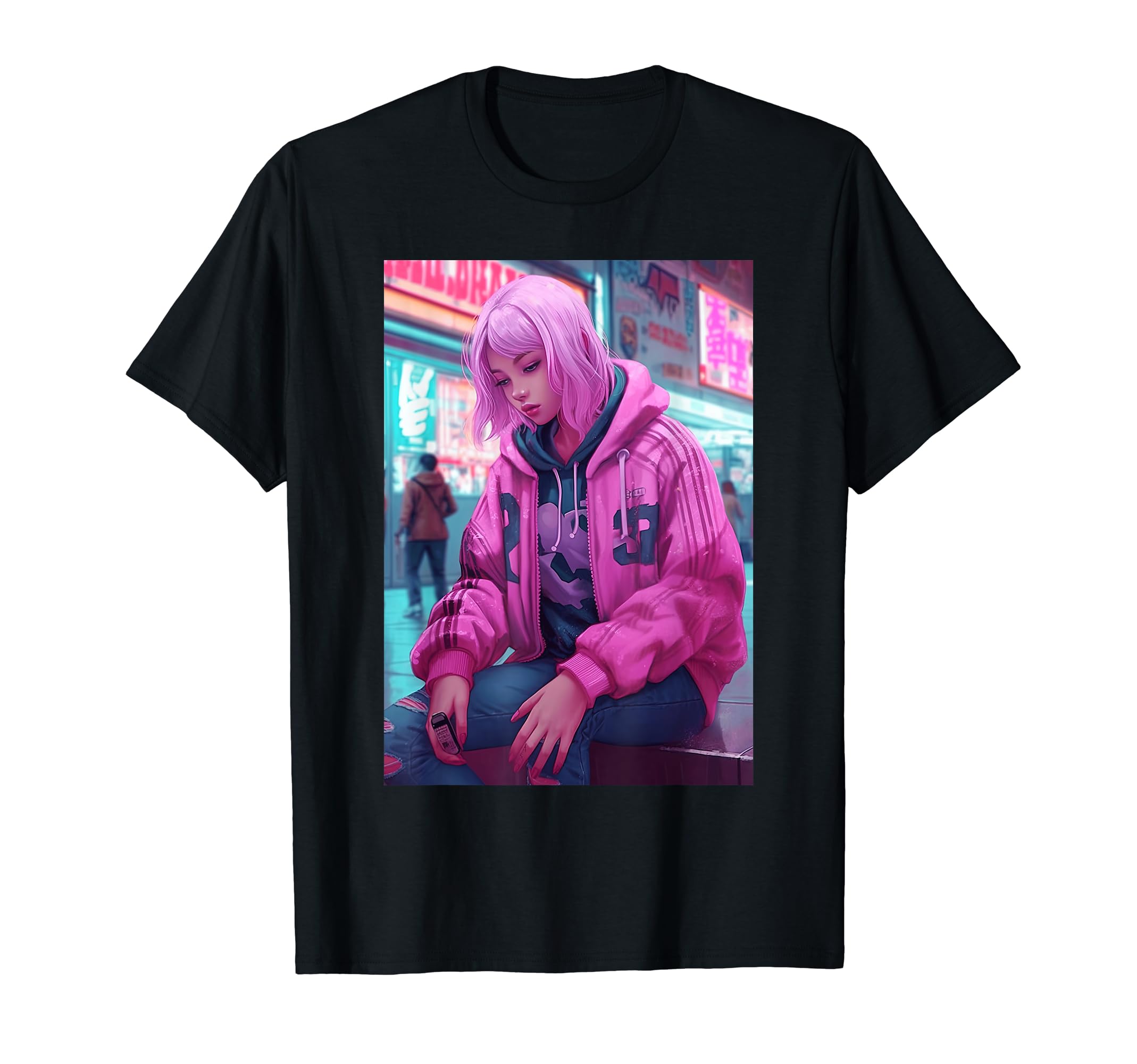 

Anime Vaporwave Streetwear Aesthetic 90s Japanese T-Shirt чорний