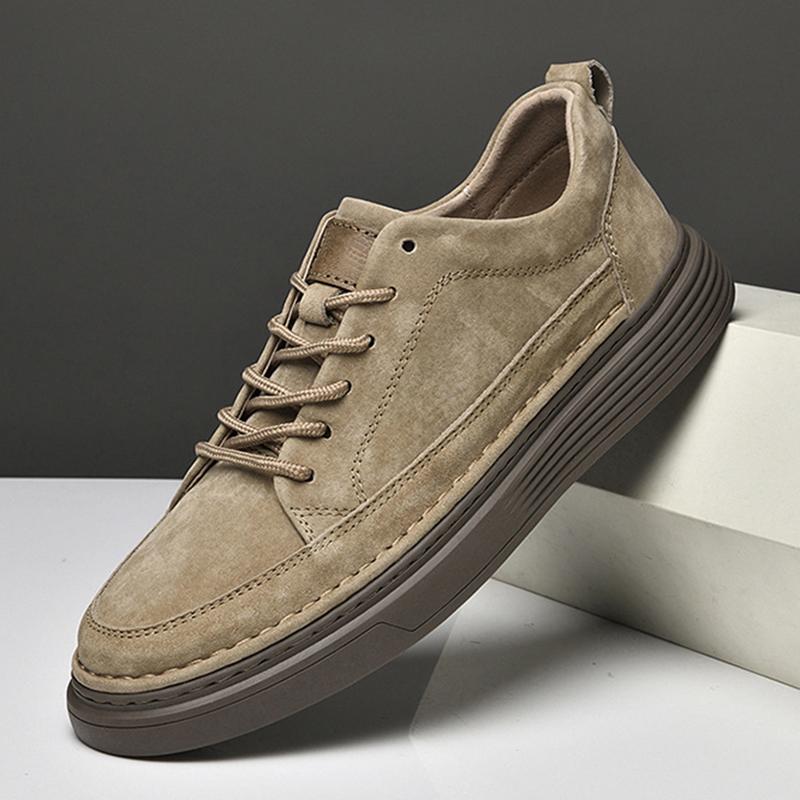 New Casual Leather Shoes British Style Korean Style Retro Soft Sole Breathable Large Size Genuine Leather Heightening Shoes