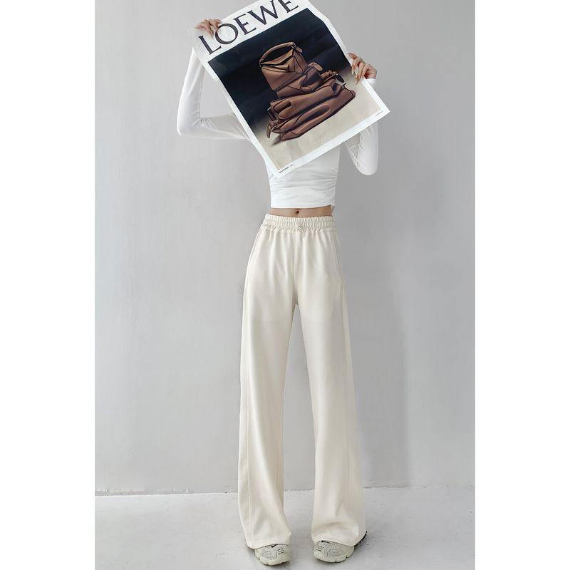 

Модные свободные и ленивые повседневные брюки с широкими штанинами для женщин, весенне-осенний новый поступление, стройнящие, с высокой талией, прямые брюки-швабры Apricot M