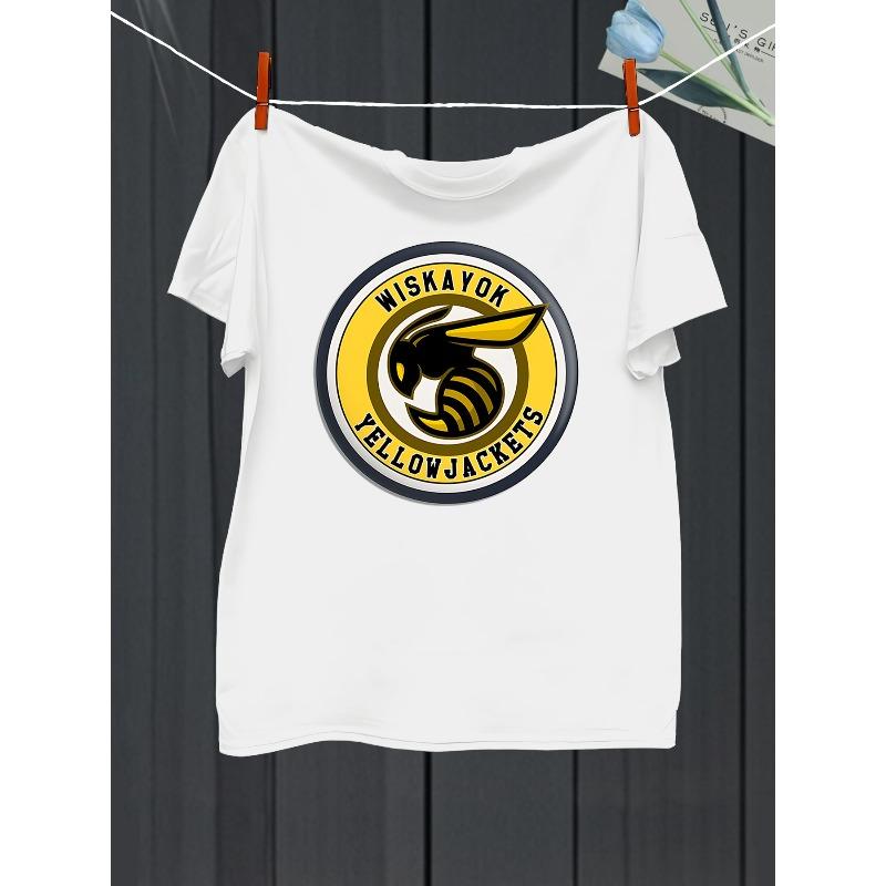 

European sizes Wiskayok Yellowjackets Print Short-Sleeve T-Shirt, Trendy And Stylish, Suitable for Sports And Casual Occasions 4XL білий