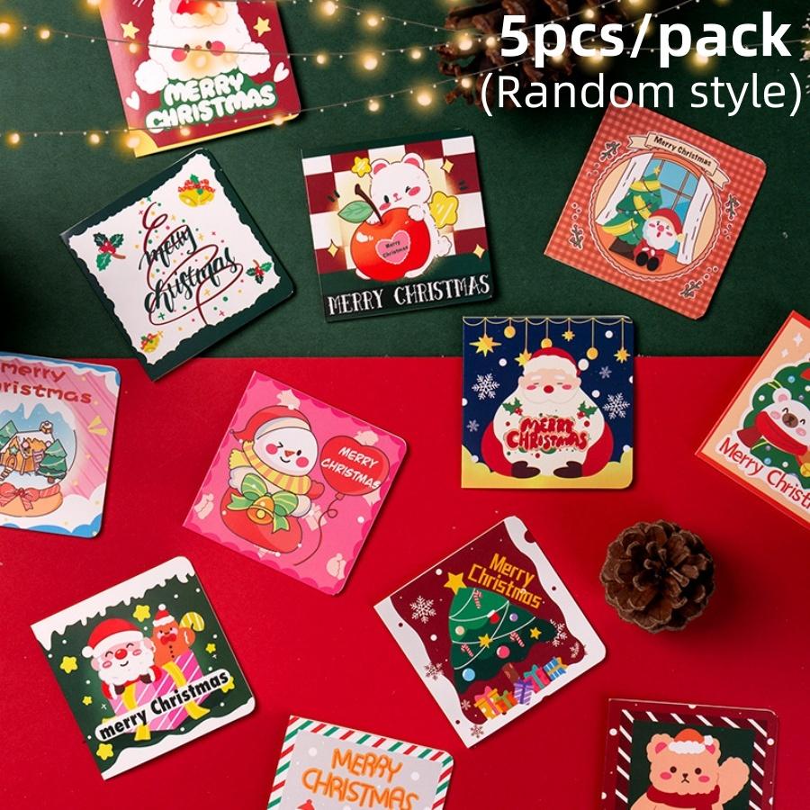 

5 шт. Рождественские смешанные поздравительные открытки Праздничная вечеринка Санта-Клаус Рождественская елка Открытки с благодарностью Пекарня Цветочный магазин Благословение Маленький Ка