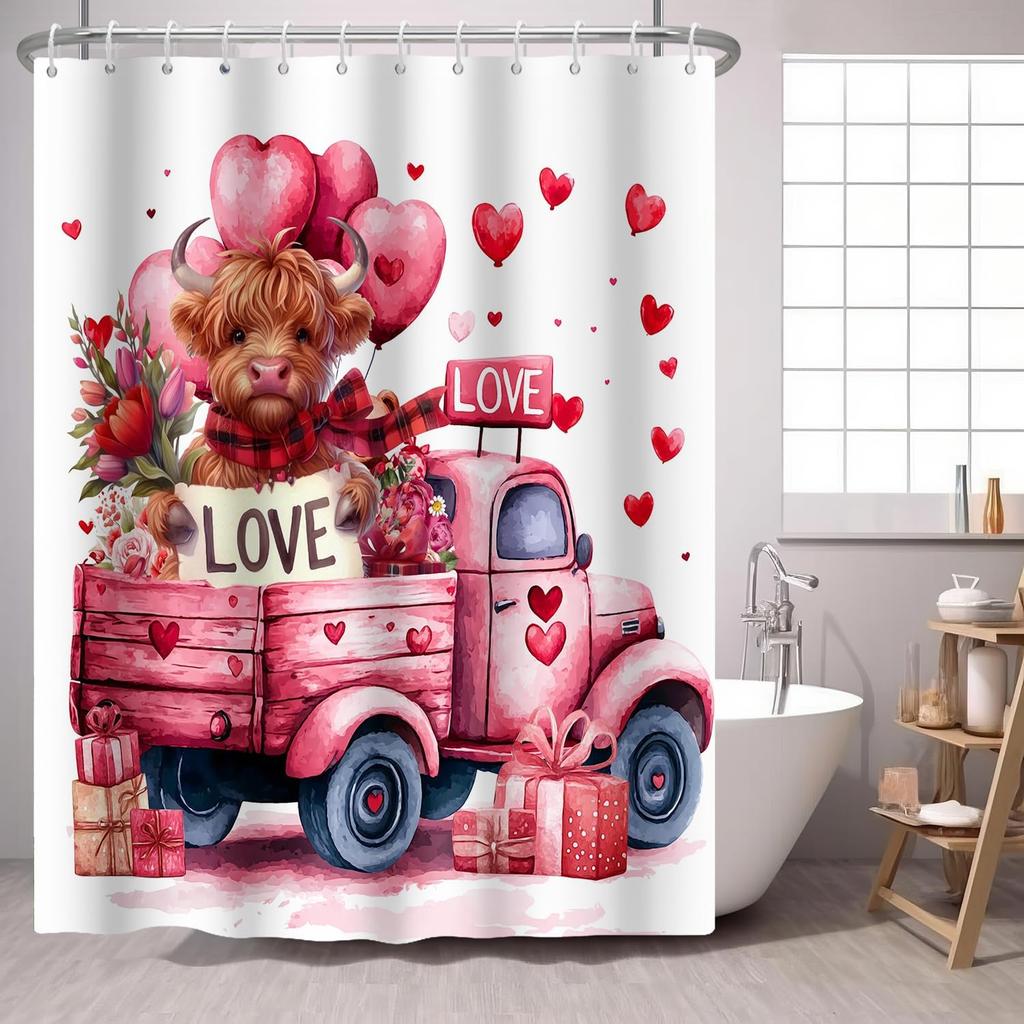 Boho Flower Shower Curtain Mandala Floral Vintage Flower,Pink Blue Bright Petal Leaves Farmhouse Fabric Shower Curtains Bathroom