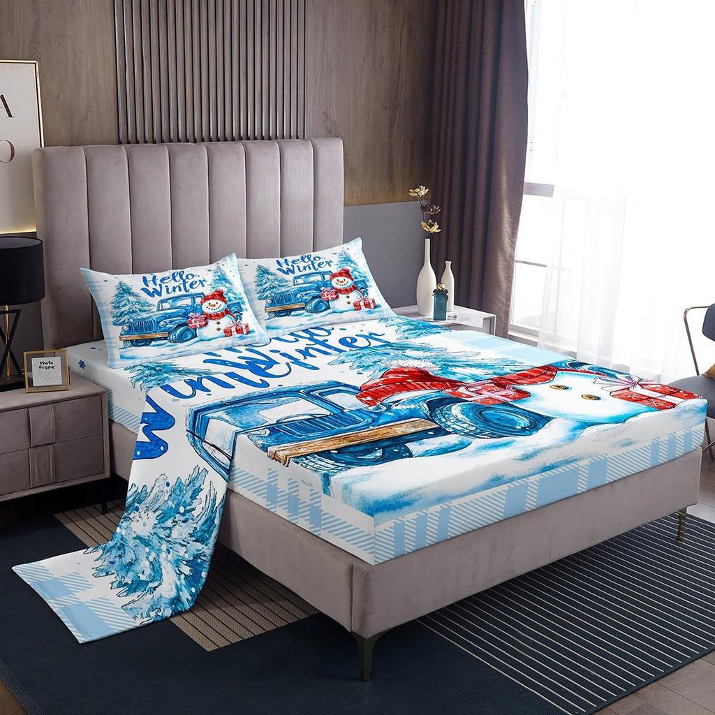 Christmas Theme Pattern Mattress Four-Piece Bedding Set Bedroom Dormitory Bedding Decoration