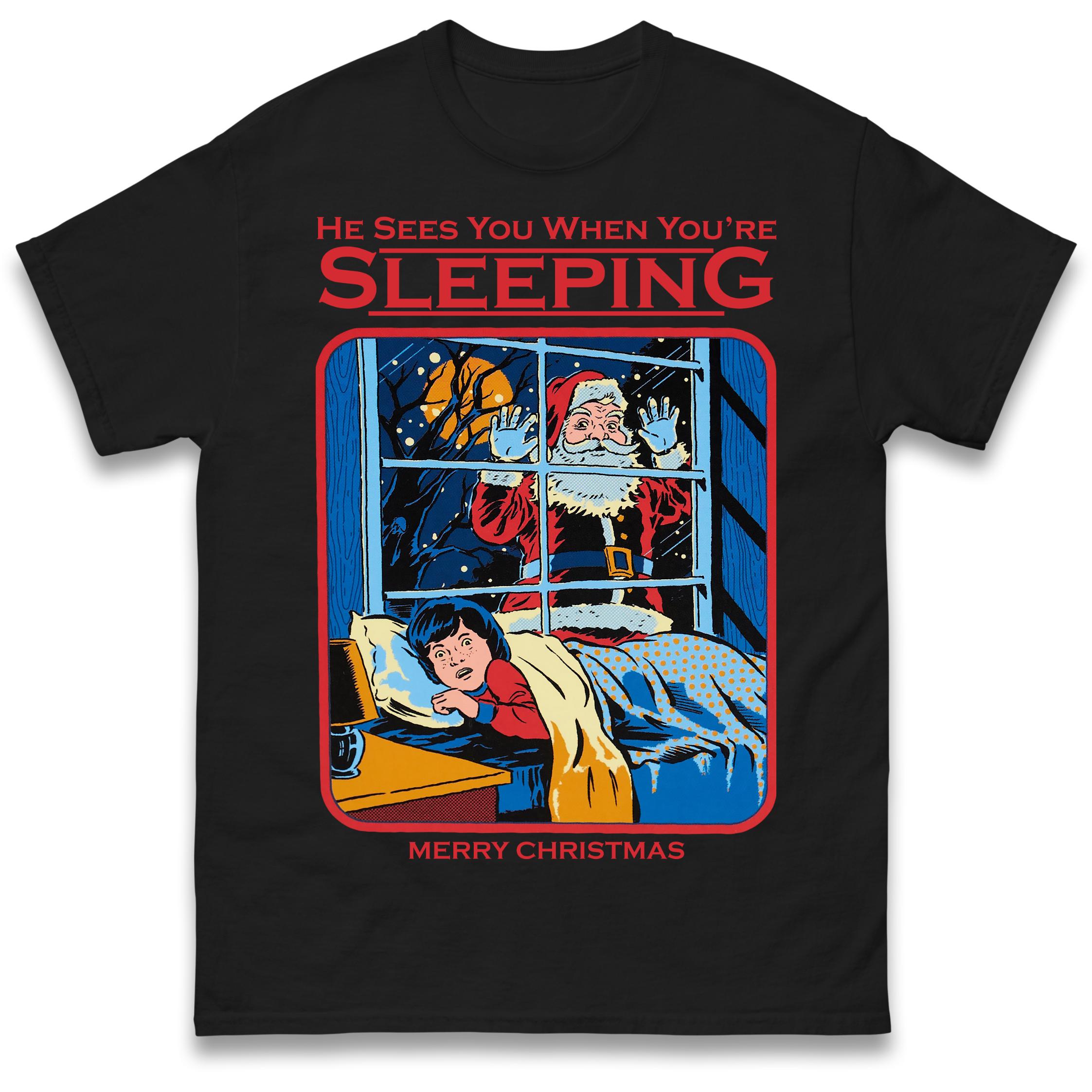 Creepy Santa Christmas T-Shirt Tshirt Mens Womens Tops Unisex Tees 100% Cotton 2XL