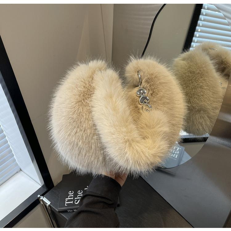 

Плюшевая женская сумка большой вместимости 2024 года, новая сумка для покупок на осень и зиму, сумка-тоут Mao Mao бежевый