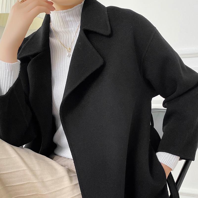 Women Wool Coat TIDENOVEL 100% Wool Autumn Wool Long Coat Handmade Loose Pea Coat Winter Warm Wool Long Jacket Cashmere Overcoat