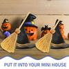 12PCS/Set Mini Witch Hat Crafts Halloween Small Broom Children Miniature Brooms Halloween Decoration for Home Party Wedding