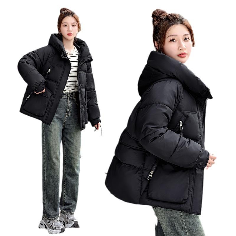 New Cotton Jacket 2025 Winter Korean Version of Padded Clothes Women's Hooded Thickened Warm Fashion Bread Jacket