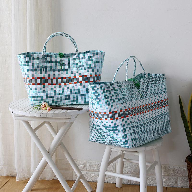 Vietnamese Large Imitation Rattan Handled Storage and Grocery Basket