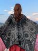 Sciarpa da Donna in Imitazione Cashmere alla Moda Poncho Floreale Invernale Calda Coperta Wrap Boho Femminile Pashmina Sciarpa Chales