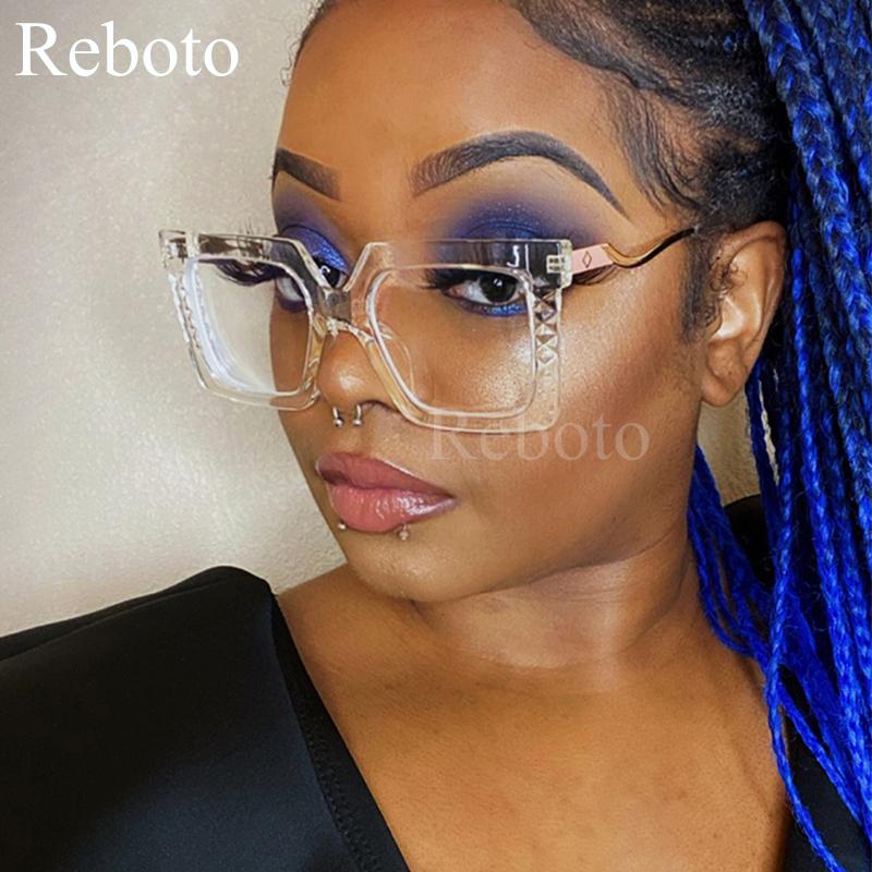 Oversized Square Eyeglass Frames For Women Metal Fashion Computer Optical Lenses Glasses Female Shades Anti-blue Light Spectacle