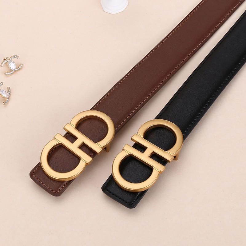 Womens Genuine Leather Belt With Zinc Alloy 8-Shape Buckle Jeans Casual Pants Stylish Waistband