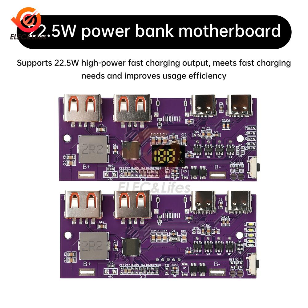 11.1W Power Bank Bidirectional Fast Charging Mobile Power Module Circuit Board With Digital/Light Type-C USB Suppor QC1+ PD1.1