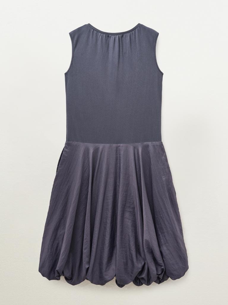 Pibeuseupibeuseu Shirred V-Neck Volume Dress / Deep Purple