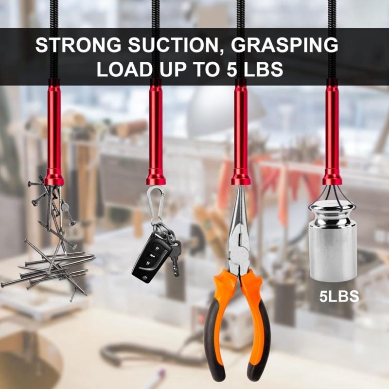 A25F-Flexible Magnetic Pickup Tool Bendable Design, Four Claw Grabber, Accurate Pick Up In Narrow Space