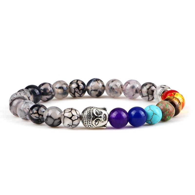Trendy Women's Elastic Beaded Bracelet with Buddha Head - Multicolored