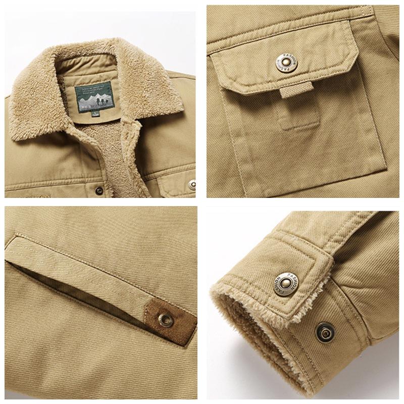 Autumn Winter Men Fleece Thick Warm Jacket Men Casual Windproof Coat Men Outwear Outdoor Fur Collar Jacket Men
