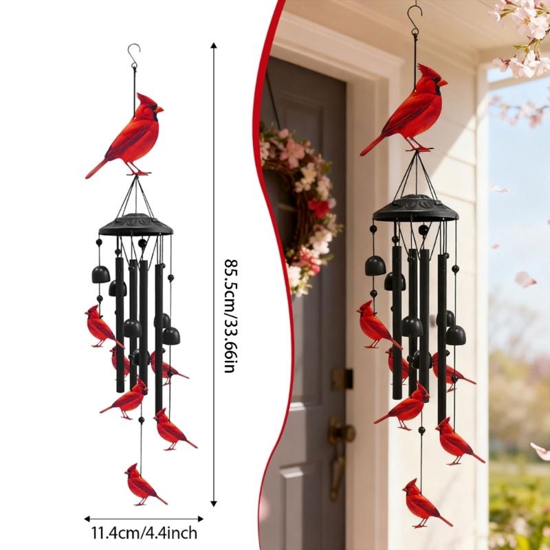 Outdoor Handcrafted Wind Chimes Ornaments and Durability Aluminum Construction Includes 6 Birds Enhancing Resonances