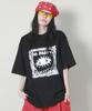 Deumakeu Oversized Square Print Short Sleeve T-Shirt Black