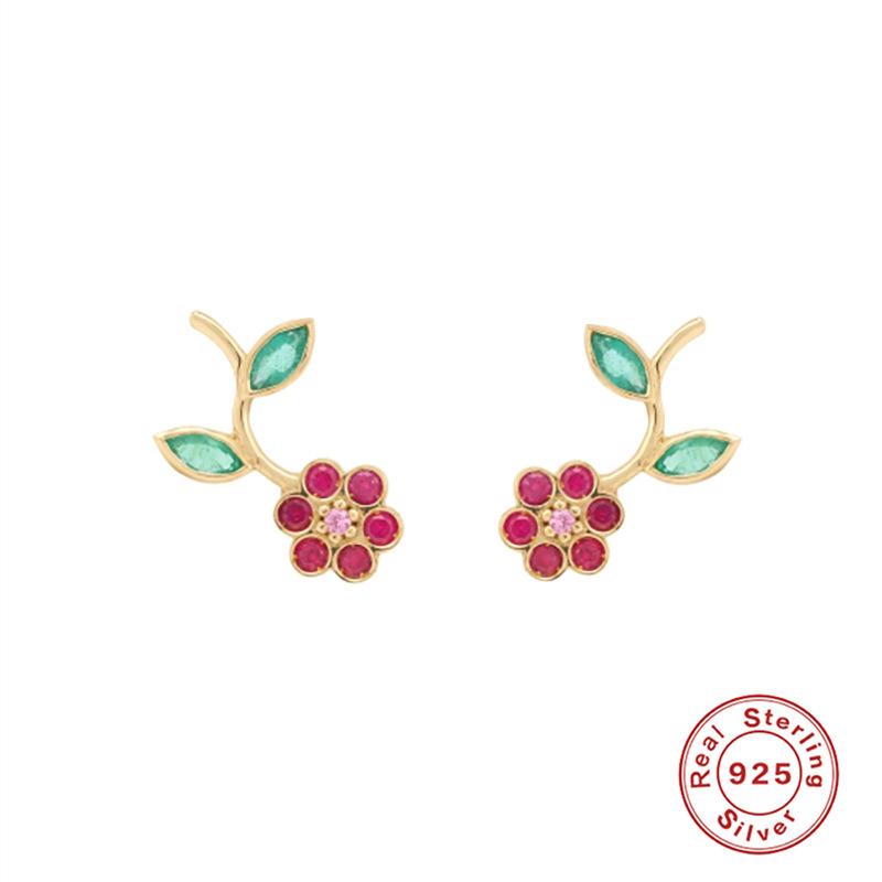 Cercei Eleganti Temperament Argint Sterling S925 Cercei cu Franjuri Diamante Colorate Cercei Super Zână Floare Stil Francez Femei