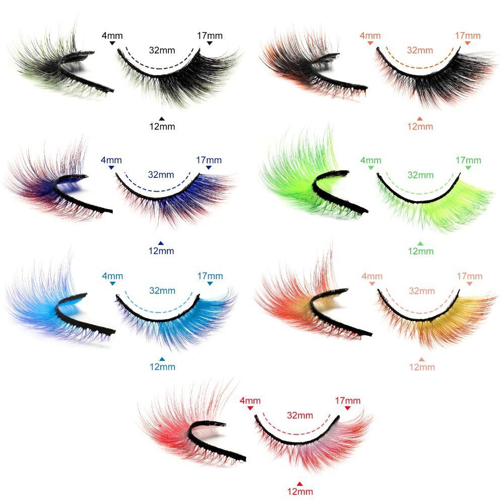 Fluffy Dramatic Cosplay for Halloween Colored Lashes False Eyelashes Cat Eye Lashes Fake Eyelashes