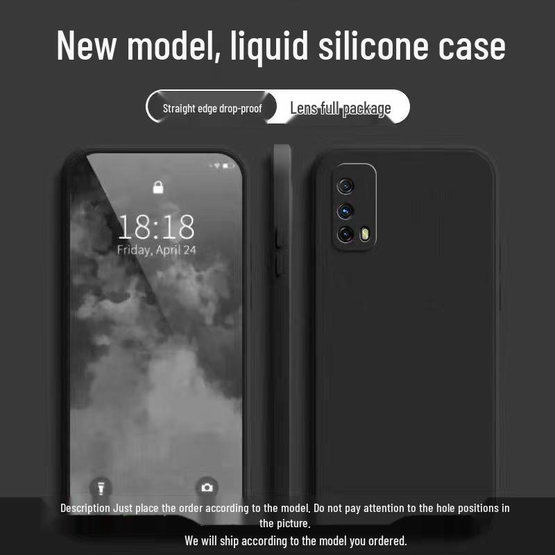 iQOO Z1x Liquid Case: Simple Solid Color, Drop-Proof, Soft, and Personalized Straight Edge Design.