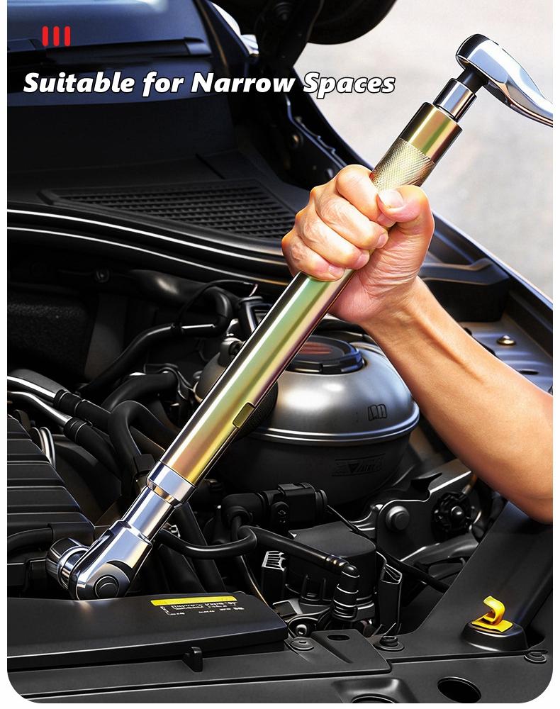 Offset Impact Extension Wrench, Self-contained Ratchet Extended Wrench High Torque Auto Repair Tool 1/2 Manual Automatic Tool