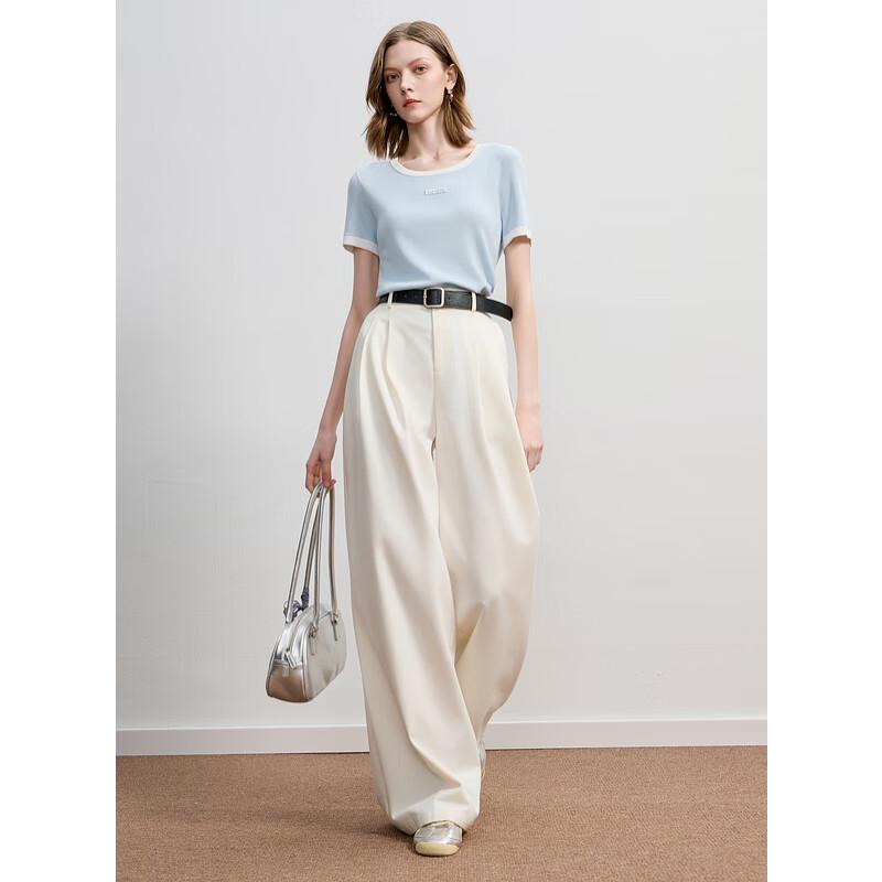 Sancai 2025 Autumn Casual High-Waist Wide-Leg Pants