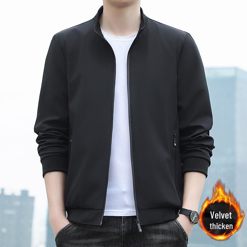 Herren Herbst Stehkragen Jacke: Lockere Passform, Lässige Oberbekleidung für reife & ältere Menschen