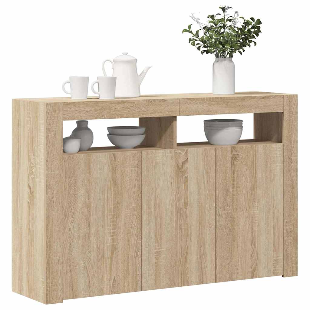 Sideboard with LED Lights Sonoma Oak 115.5 x 30 x 75 cm