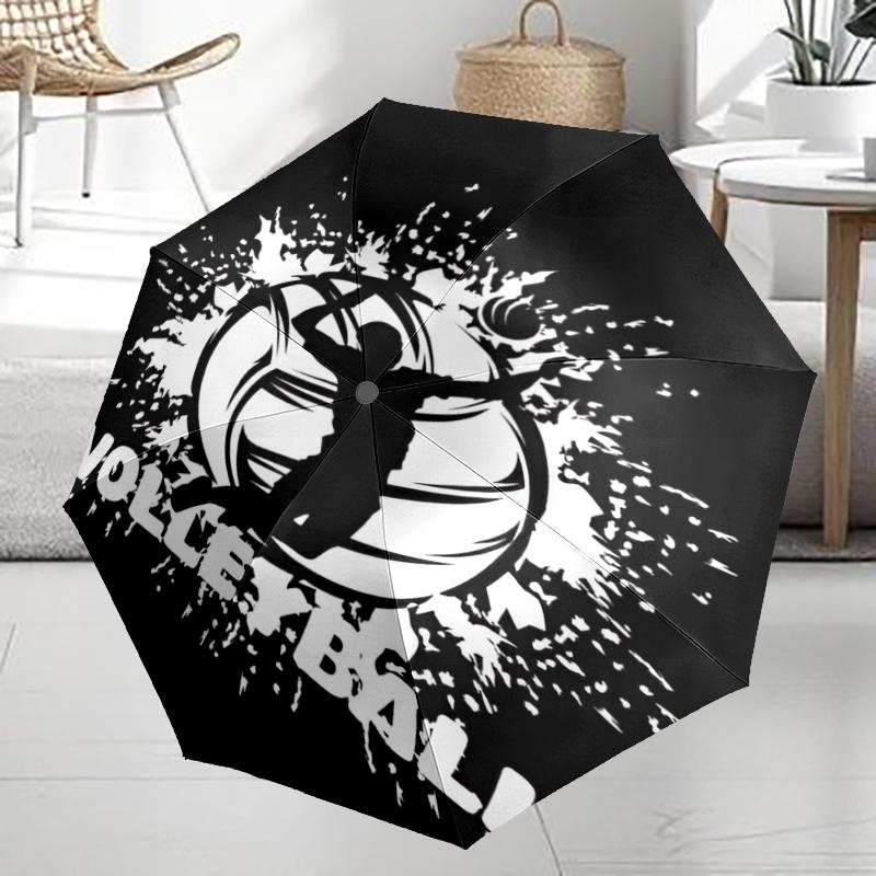 Volleyball Theme Automatic Umbrella, Lightweight & Portable, 8 Rib, Perfect for Outdoor Travel, Birthdays, Christmas, Gifts.