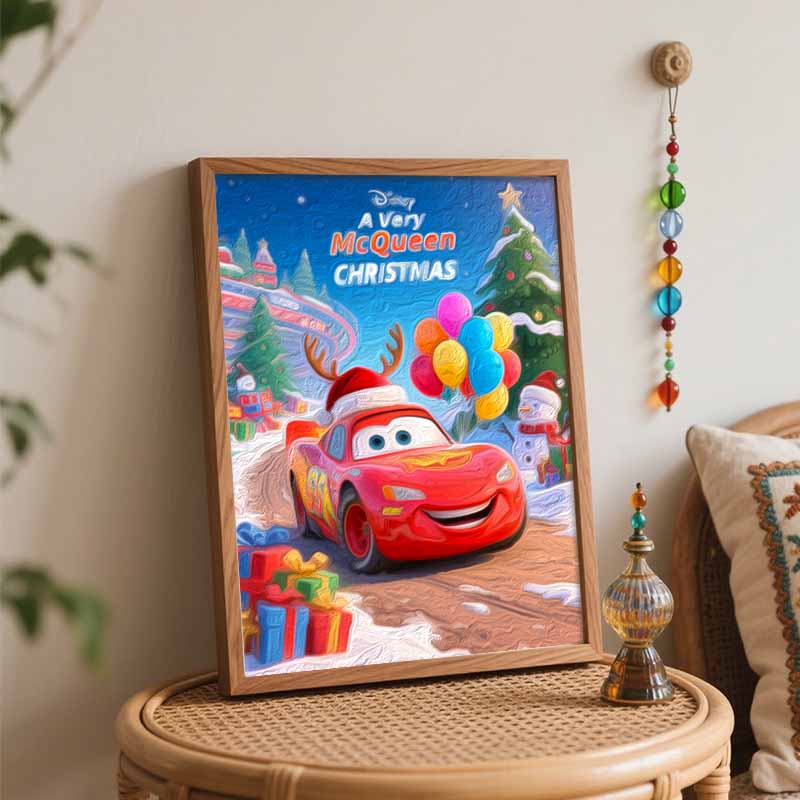 Disney oil painting hand painting art kit Lightning McQueen Christmas coloring painting handmade diy home decoration gift