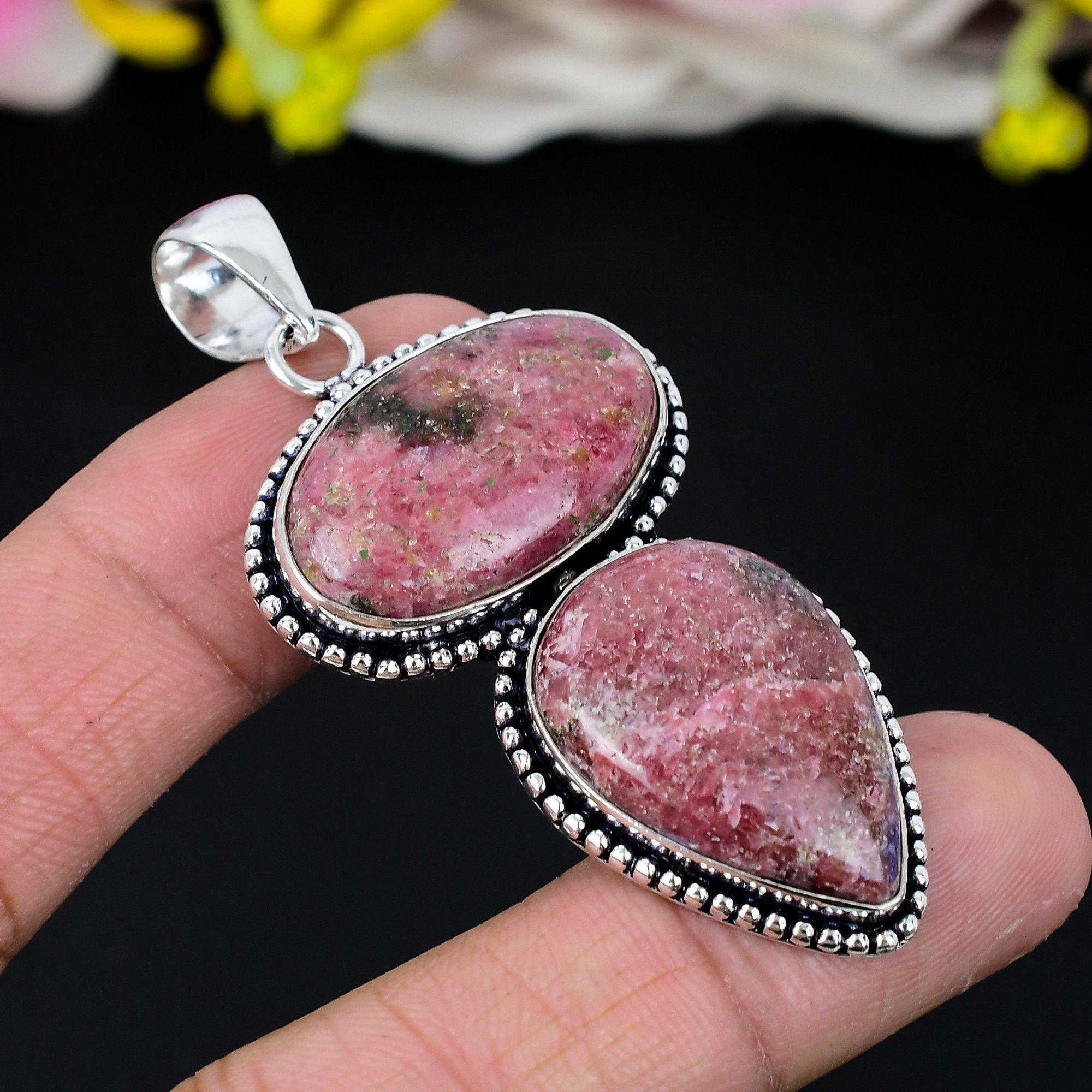 

Rhodonite Gemstone Handmade 925 Sterling Silver Jewelry Pendant 2.60 KG-271