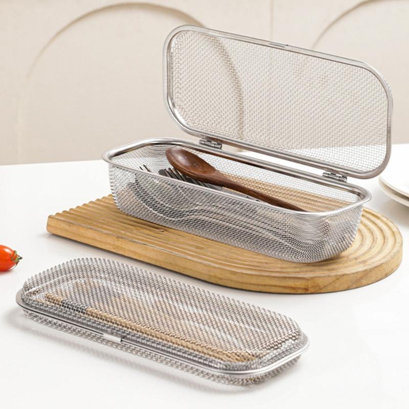 Silverware Basket Set for Dishwasher, 304 Stainless Steel Open-Grid Baskets with Rounded Shape for Grouping Forks, Spoons, Chopsticks and Small Pieces