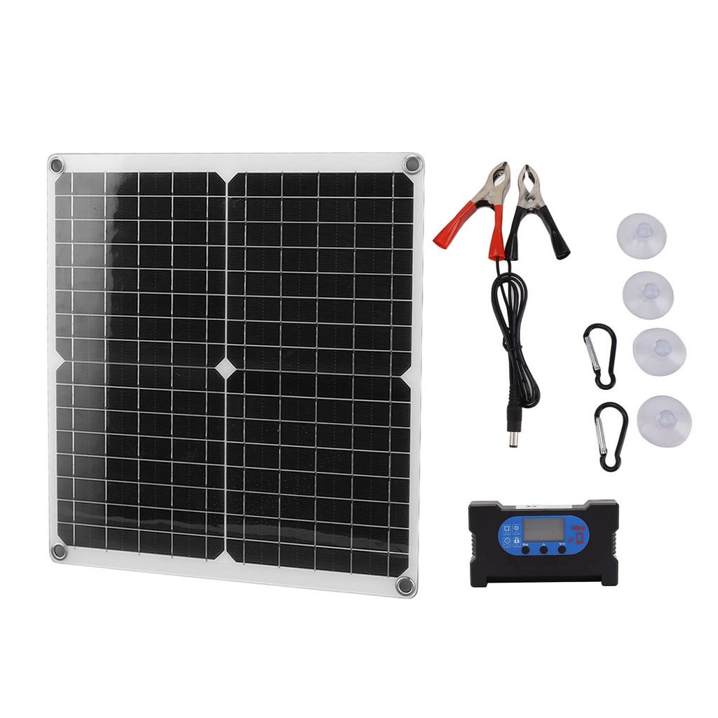 Solar Panel Charge Controller Set Monocrystalline Silicon 25W 10A Fast Charging Battery Free Drive