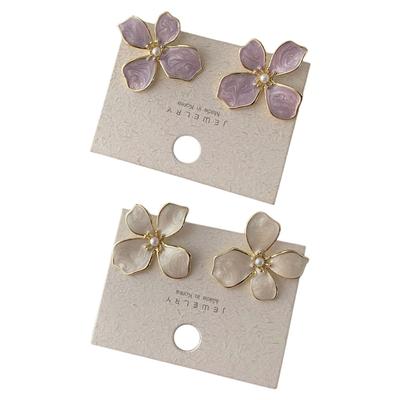 Irregular Flower Earrings Modern Ear Jewelry Woman Earring Stylish Studs Earring Copper Texture for Various Occasion