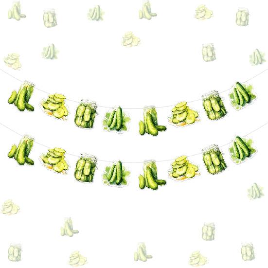 Pickle Birthday Banner - 2PCS Funny Cucumber Theme Kind of a Big Dill Party Supplies